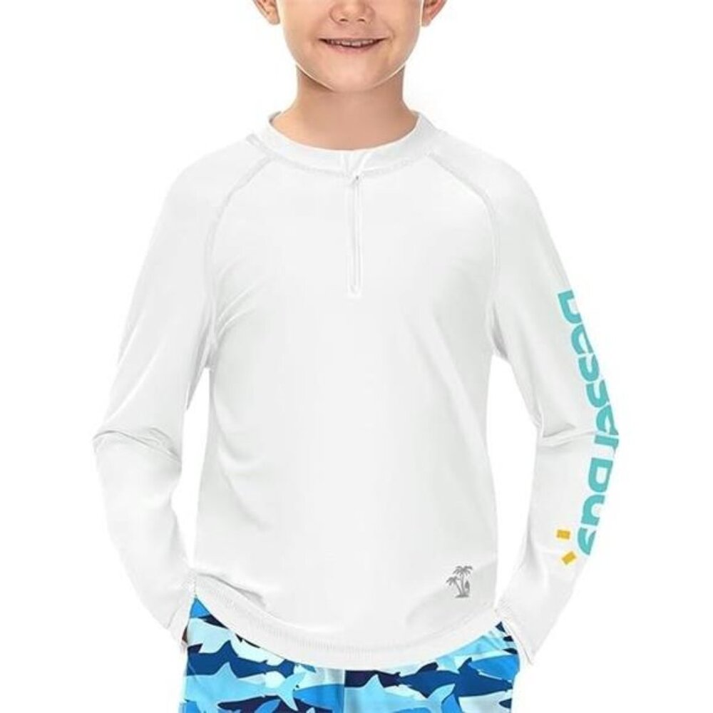 NEW BesserBay Little Boys Long Sleeve Rubber Band White Swimming Top 5-6 Years